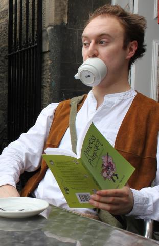 Guffy having tea on Victoria Terrace