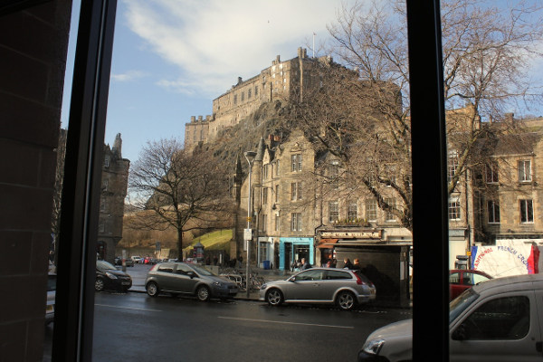 Edinburgh Castle view from Apex Grassmarket Hotel, welcoming us back under a new name for the 2016 run